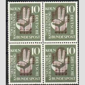 FRIM�RKER VESTTYSKL. BUND: 1956 | AFA 1202 | Katolsk kongres. - 10 pf. gr�gr�n/brun i 4-blok - Postfrisk