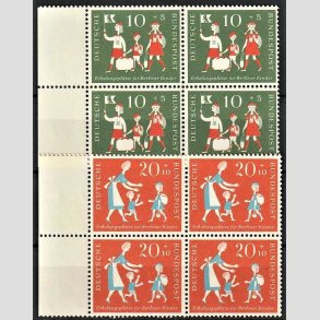 FRIM�RKER VESTTYSKL. BUND: 1957 | AFA 1213,1214 | Velg�renhedsm�rker, berlinerb�rn. - 10+5 pf. + 20+10 pf. i 4-blok s�t - Postfrisk