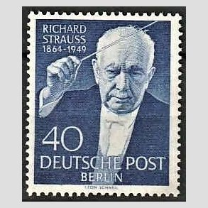 FRIM�RKER VESTBERLIN: 1954 | AFA 121 | Richard Strauss. - 40 pf. bl� - Postfrisk