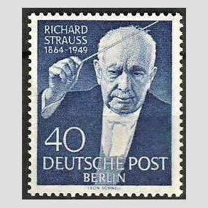 FRIM�RKER VESTBERLIN: 1954 | AFA 121 | Richard Strauss. - 40 pf. bl� - Postfrisk