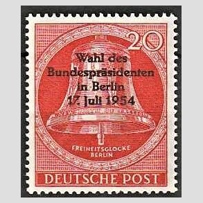 FRIM�RKER VESTBERLIN: 1954 | AFA 119 | Provisorium. - 20 pf. r�d - Postfrisk