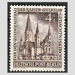 FRIM�RKER VESTBERLIN: 1953 | AFA 108 | Kejser Vilhelm kirkens renovering. - 4 pf. + 1 pf. brun - Postfrisk