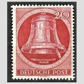 FRIM�RKER VESTBERLIN: 1951 | AFA 84 | Frihedsklokke II - 20 pf. r�d - Ubrugt