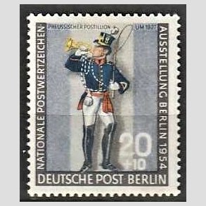 FRIM�RKER VESTBERLIN: 1954 | AFA 118 | Frim�rkeudstilling. - 20 pf. + 10 pf. sort/bl�/r�d - Ubrugt