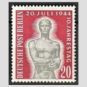 FRIM�RKER VESTBERLIN: 1954 | AFA 120 | Attentatet mod Hitler. - 20 pf. karmin/gr� - Postfrisk