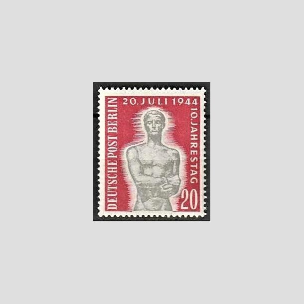 FRIMRKER VESTBERLIN: 1954 | AFA 120 | Attentatet mod Hitler. - 20 pf. karmin/gr - Postfrisk