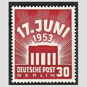 FRIM�RKER VESTBERLIN: 1953 | AFA 107 | 17 juni opstanden. - 30 pf. brunr�d - Postfrisk