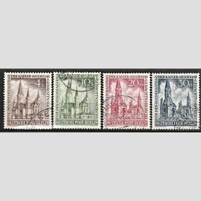 FRIM�RKER VESTBERLIN: 1953 | AFA 108 | Kejser Vilhelm kirkens renovering. - 4 +1 pf. - 30+15 pf. i komplet s�t - Stemplet