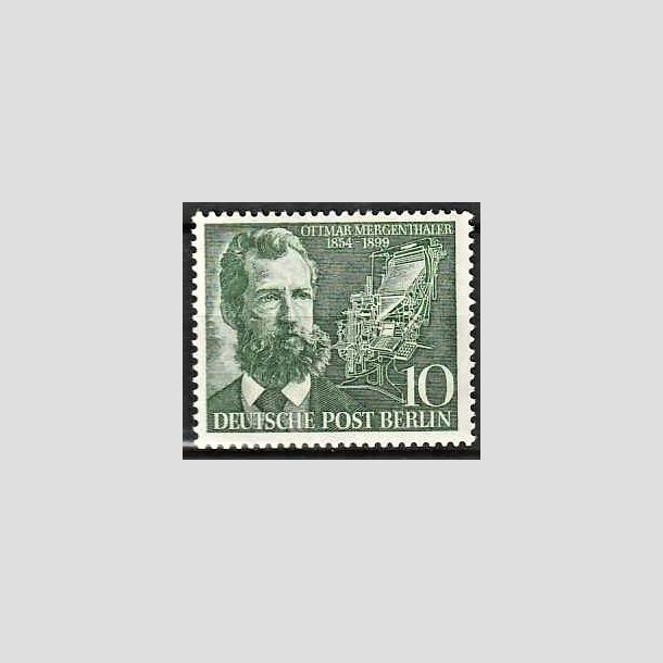 FRIMRKER VESTBERLIN: 1954 | AFA 117 | Ottmar Mergenthaler. - 10 pf. grn - Postfrisk