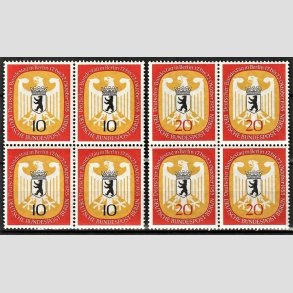 FRIM�RKER VESTBERLIN: 1955 | AFA 128-29 | Forbundsdag. - 10 pf. + 20 pf. i s�t 4-blokke - Postfrisk