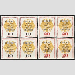 FRIM�RKER VESTBERLIN: 1957 | AFA 163-64 | Forbundsdag. - 20 pf. + 10 pf. i s�t 4-blokke - Postfrisk