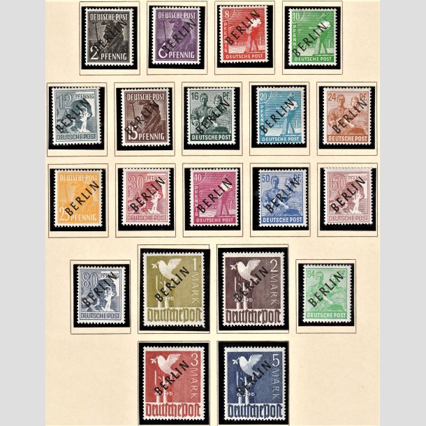 FRIMRKER VESTBERLIN: 1948 | AFA 01-20 | Provisorier SORT overtryk. - 2 pf. - 5mk. i komplet st - Ubrugt