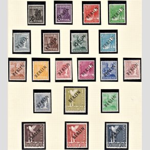 FRIM�RKER VESTBERLIN: 1948 | AFA 01-20 | Provisorier SORT overtryk. - 2 pf. - 5mk. i komplet s�t - Postfrisk/Ubrugt