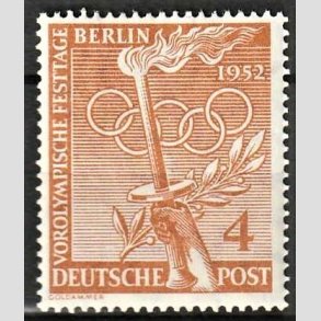 FRIM�RKER VESTBERLIN: 1952 | AFA 88 | Olympiade. - 4 pf. brun - Ubrugt