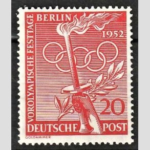 FRIM�RKER VESTBERLIN: 1952 | AFA 90 | Olympiade. - 20 pf. r�d - Ubrugt