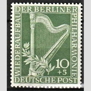 FRIM�RKER VESTBERLIN: 1950 | AFA 72 | Berliner Philharmoniker. - 10 pf. + 5 pf. gr�n - Postfrisk