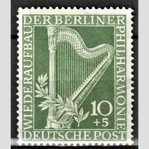 FRIM�RKER VESTBERLIN: 1950 | AFA 72 | Berliner Philharmoniker. - 10 pf. + 5 pf. gr�n - Postfrisk