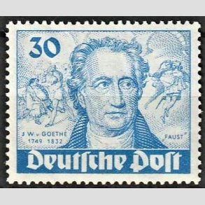 FRIM�RKER VESTBERLIN: 1949 | AFA 63 | 200-�ret for Goethes f�dsel. - 30 pf. bl� - Ubrugt