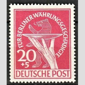 FRIM�RKER VESTBERLIN: 1949 | AFA 69 | Velg�renhedsm�rker for valutaramte. - 20 pf. + 5 pf. r�d - Ubrugt