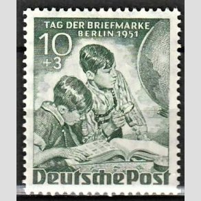 FRIM�RKER VESTBERLIN: 1951 | AFA 80 | Frim�rkets dag. - 10 pf. + 3 pf. gr�n - Ubrugt