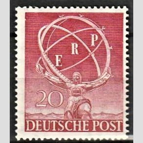 FRIM�RKER VESTBERLIN: 1950 | AFA 71 | Marshall-planen. - 20 pf. r�d - Ubrugt