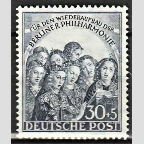 FRIM�RKER VESTBERLIN: 1950 | AFA 73 | Berliner Philharmoniker. - 30 pf. + 5 pf. bl� - Ubrugt