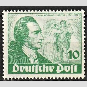 FRIM�RKER VESTBERLIN: 1949 | AFA 61 | 200-�ret for Goethes f�dsel. - 10 pf. gr�n - Ubrugt