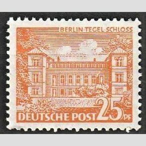 FRIM�RKER VESTBERLIN: 1949 | AFA 50 | Bygningsv�rker - 25 pf. orange - Postfrisk