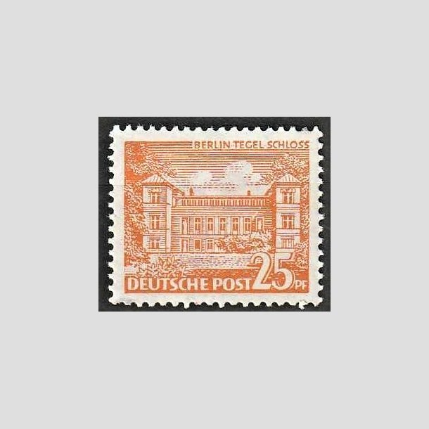 FRIMRKER VESTBERLIN: 1949 | AFA 50 | Bygningsvrker - 25 pf. orange - Postfrisk