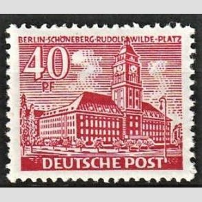 FRIM�RKER VESTBERLIN: 1949 | AFA 52 | Bygningsv�rker - 40 pf. r�dlilla - Ubrugt