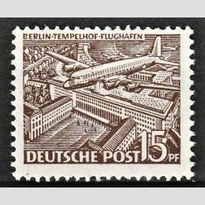 FRIM�RKER VESTBERLIN: 1949 | AFA 48 | Bygningsv�rker - 15 pf. brun - Ubrugt