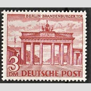 FRIM�RKER VESTBERLIN: 1949 | AFA 59 | Bygningsv�rker - 3 dm. r�dlilla - Postfrisk (fold i S�)