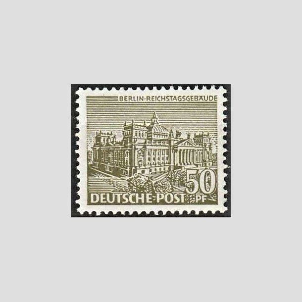 FRIMRKER VESTBERLIN: 1949 | AFA 53 | Bygningsvrker - 50 pf. lysoliven - Postfrisk