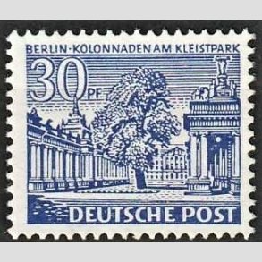 FRIM�RKER VESTBERLIN: 1949 | AFA 51 | Bygningsv�rker - 30 pf. bl� - Postfrisk