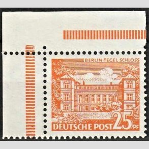 FRIM�RKER VESTBERLIN: 1949 | AFA 50 | Bygningsv�rker - 25 pf. orange - Postfrisk