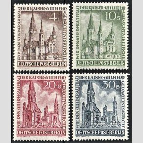 FRIM�RKER VESTBERLIN: 1953 | AFA 108 | Kejser Vilhelm kirkens renovering. - 4 +1 pf. - 30+15 pf. i komplet s�t - Ubrugt