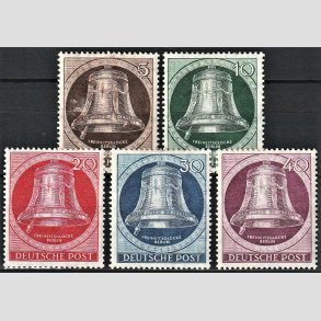 FRIM�RKER VESTBERLIN: 1951 | AFA 75-79 | Frihedsklokke I . - 5 pf. - 40 pf. i s�t - Ubrugt