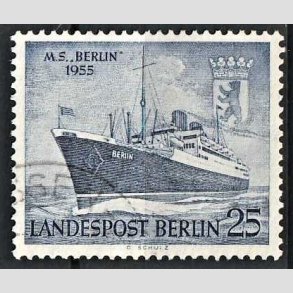 FRIM�RKER VESTBERLIN: 1955 | AFA 126 | M/S Berlin - 25 pf. bl� - Stemplet