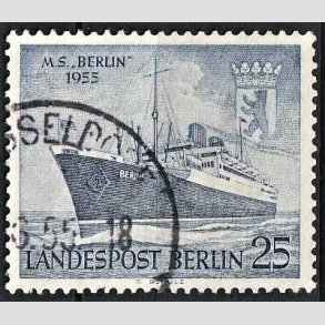 FRIM�RKER VESTBERLIN: 1955 | AFA 126 | M/S Berlin - 25 pf. bl� - Stemplet