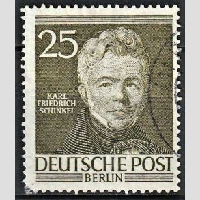 FRIM�RKER VESTBERLIN: 1952 | AFA 98 | Ber�mte berlinere - 25 pf. olivengr�n - Stemplet