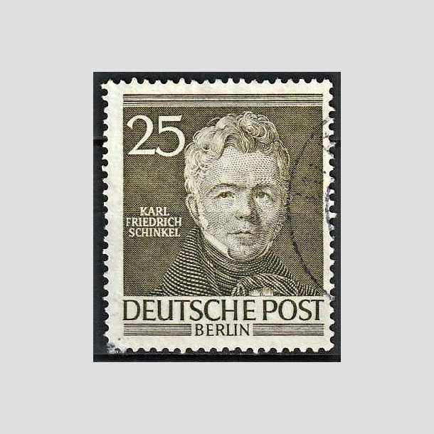 FRIMRKER VESTBERLIN: 1952 | AFA 98 | Bermte berlinere - 25 pf. olivengrn - Stemplet