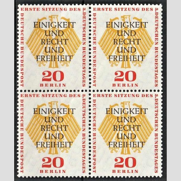 FRIMRKER VESTBERLIN: 1957 | AFA 163-64 | Forbundsdag. - 20 pf. i  4-blok - Postfrisk