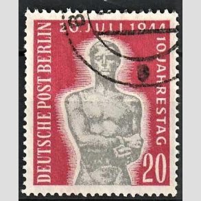 FRIM�RKER VESTBERLIN: 1954 | AFA 120 | Attentatet mod Hitler. - 20 pf. karmin/gr� - Stemplet