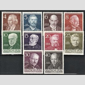 FRIM�RKER VESTBERLIN: 1952 | AFA 91-100 | Ber�mte berlinere - 4 pf. - 40 pf. i komplet s�t - Ubrugt