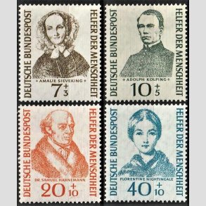 FRIM�RKER VESTTYSKL. BUND: 1955 | AFA 1185-88 | Menneskehedens hj�lpere - 7+3 pf. - 40+10 pf. i s�t - Ubrugt