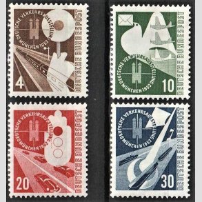 FRIM�RKER VESTTYSKL. BUND: 1953 | AFA 1130-33 | Trafikudstilling M�nchen. - s�t 4pf - 30 pf. - Ubrugt