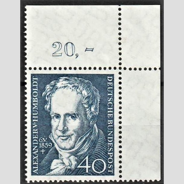 FRIMRKER VESTTYSKL. BUND: 1959 | AFA 1266 | Alexander v. Homboldt - 40 pf. bl - Postfrisk