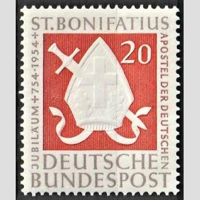 FRIM�RKER VESTTYSKL. BUND: 1954 | AFA 1162 | St. Bonifatius. - 20 pf. gr�brun/r�d - Postfrisk