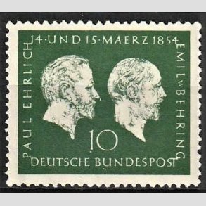 FRIM�RKER VESTTYSKL. BUND: 1954 | AFA 1160 | Paul Ehrlich og Emil V. Behring. - 10 pf. gr�n - Postfrisk