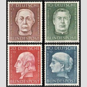 FRIM�RKER VESTTYSKL. BUND: 1954 | AFA 1163 | Menneskehedens Hj�lpere - 7+3 pf. - 40+10 pf. i s�t - Ubrugt